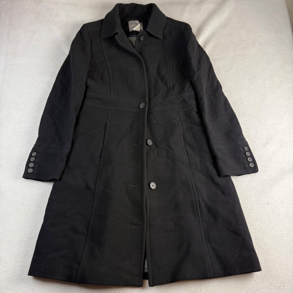 J. Crew Black Italian Double Cloth Wool Lady Coat Thinsulate Insulated 6